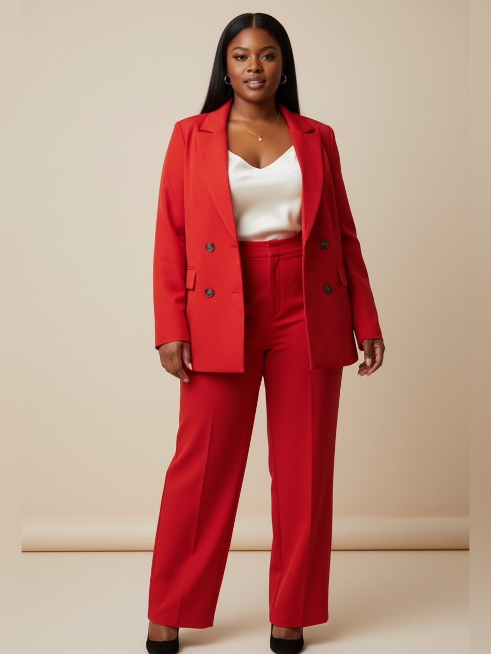 NWOT Classic Red Wide-Leg Women's Trousers